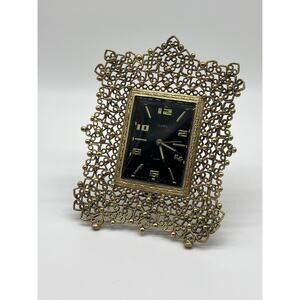 FLORN Gold Gilt Ornate Wind Alarm Clock Germany Vintage Heart Design Not Tested